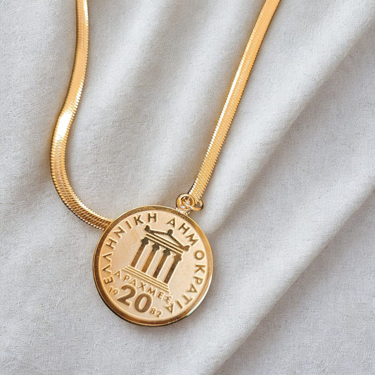 Elegant Coin Pendant Anti-Tarnish Gold Necklace for Women | Waterproof Minimal Jewelry