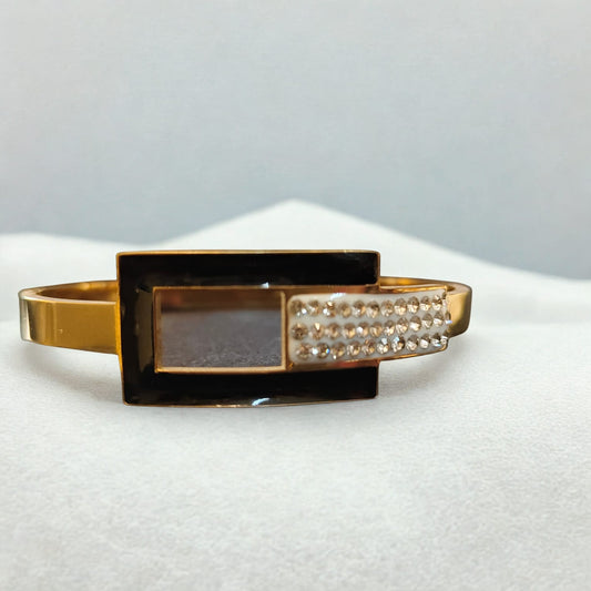 Luxury Black Enamel Anti-Tarnish Gold Bracelet for Women