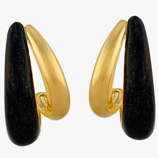 Elegant Black & Gold Dual Tone Hoop Earrings – Modern Fashion Jewellery