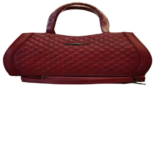 Maroon Quilted Tote Handbag