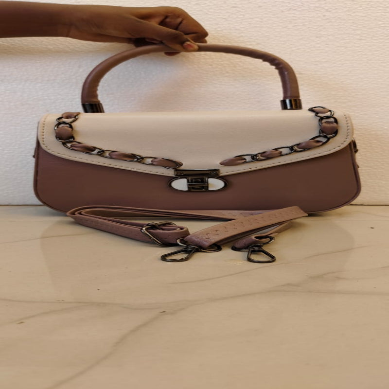 Elegant Faux Handbag With Chain Detail