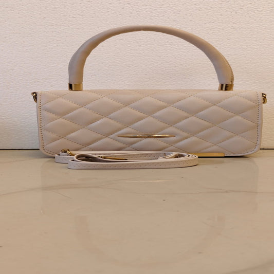 QUILTED BEIGE MINI HANDBAG