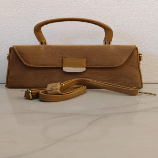Elegant Tan FAux Handbag .
