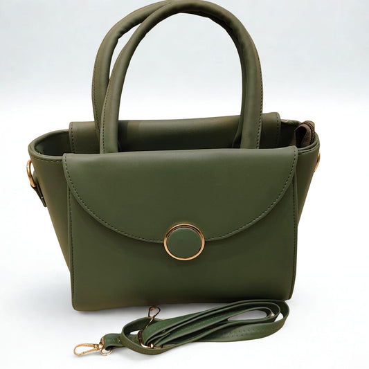 ELEGANT  OLIVE GREEN  FAUX LEATHER HANDBAG