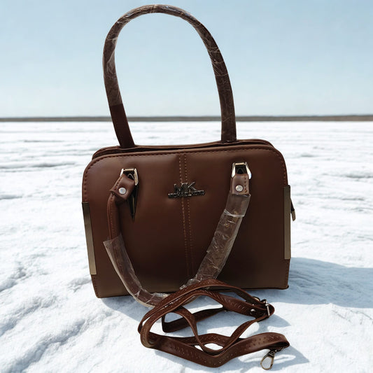 BEIGE  FAUX  LEATHER  HANDBAG